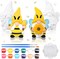 2 Sets Ready to Paint Your Own Bee Gnome Statues DIY Ceramics Bee Gnomes Set Sunflower Garden